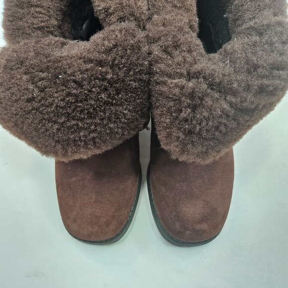 Sorel Boots Fur Lined Suede Brown Lace Up Combat Winter Ankle Booties Size 6 - Picture 3 of 11